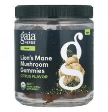 Gaia Herbs, Lion's Mane Mushroom Gummies, Citrus, 60 Gummies