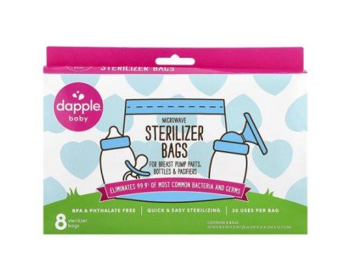 Dapple Baby, Microwave Sterilizer Bags, For Breast Pump Parts, Bottles & Pacifiers, 8 Sterilizer Bags
