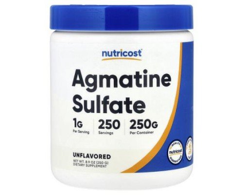 Nutricost, Agmatine Sulfate, Unflavored, 8.9 oz (250 g)