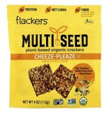 Flackers, Multi Seed, Plant-Based Organic Crackers, Cheeze-Pleaze, Garlic & Spice, 4 oz (113 g)