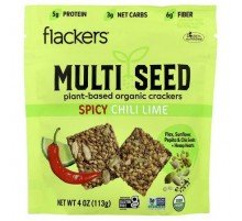 Flackers, Multi Seed, Plant-Based Organic Crackers, Spicy Chili Lime, 4 oz (113 g)