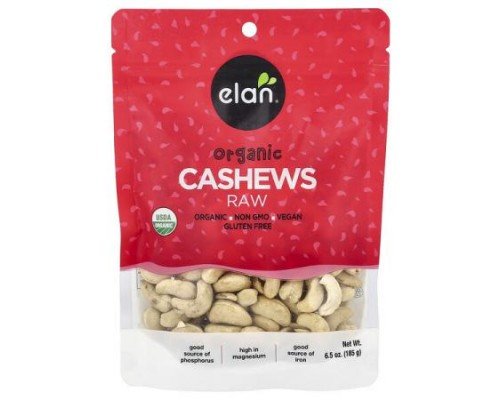 Elan, Organic Cashews, Raw, 6.5 oz (185 g)
