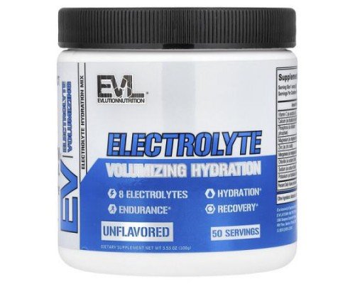 EVLution Nutrition, Electrolyte Volumizing Hydration, Unflavored, 3.53 oz (100 g)