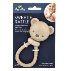 itzy ritzy, Sweetie Rattle™, Silicone Teether with Jingle Sound, 3 Months+, Bear, 1 Count