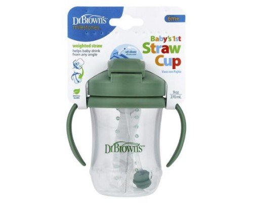 Dr. Brown's, Baby's 1st Straw Cup, 6 Months +, Olive Green , 9 oz (270 ml)