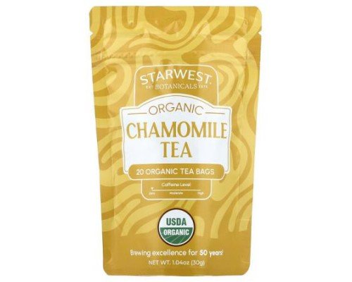 Starwest Botanicals, Organic Chamomile Tea, Caffeine Free, 20 Organic Tea Bags, 1.4 oz (30 g)