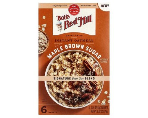 Bob's Red Mill, Instant Oatmeal, Whole Grain, Maple Brown Sugar, 6 Packets, 1.59 oz (45 g) Each