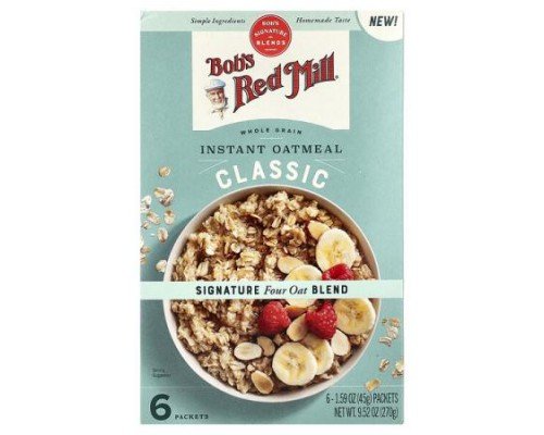 Bob's Red Mill, Instant Oatmeal, Whole Grain, Classic, 6 Packets, 1.59 oz (45 g) Each