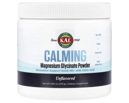 KAL, Calming Magnesium Glycinate Powder, Unflavored, 9.84 oz (279 g)