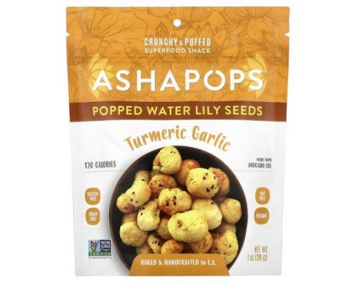 AshaPops, Popped Water Lily Seeds, Turmeric Garlic, 1 oz (28 g)