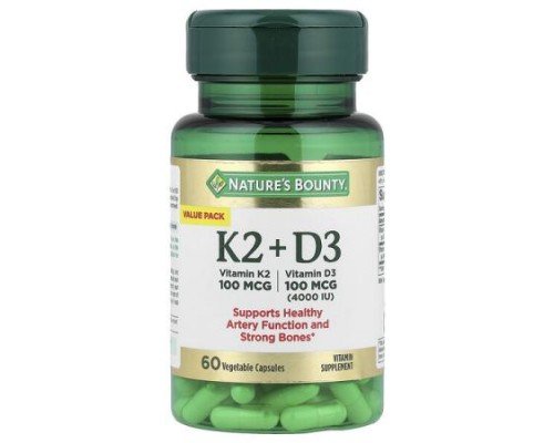 Nature's Bounty, Vitamin K2 + D3, 60 Vegetable Capsules