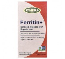 Flora, Ferritin +®, 60 Delayed-Release Vegan Capsules  (20 mg per Capsule)