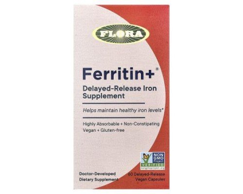 Flora, Ferritin +®, 60 Delayed-Release Vegan Capsules  (20 mg per Capsule)