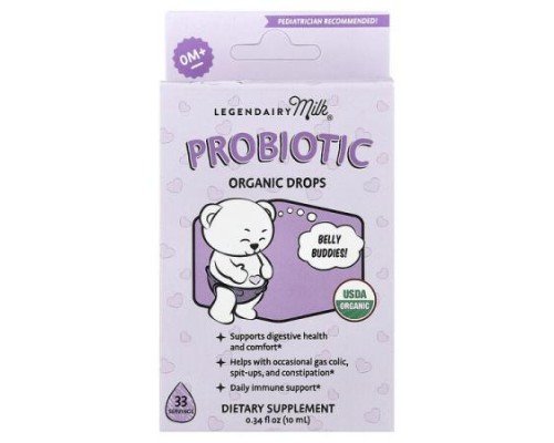 Legendairy Milk, Probiotic Organic Drops, 0+ Months, 0.34 fl oz (10 ml)