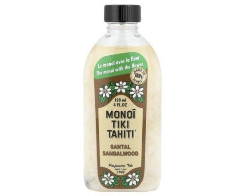 Monoi Tiare Tahiti, Monoi Tiki Tahiti®, Coconut Oil, Santal Sandalwood, 4 fl oz (120 ml)