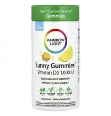 Rainbow Light, Sunny Gummies™, Vitamin D3, Yummy Lemon, 25 mcg (1,000 IU), 50 Gummies
