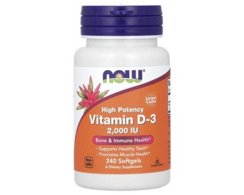 NOW Foods, Vitamin D-3, High Potency, 2,000 IU, 240 Softgels