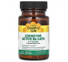Country Life, Coenzyme Active B6 Caps, P-5-P/PAK, 30 Vegan Capsules
