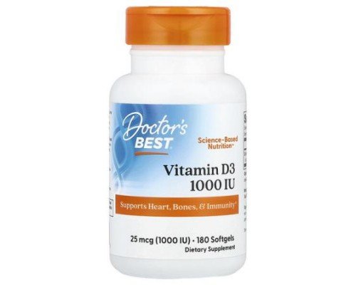 Doctor's Best, Vitamin D3, 25 mcg (1,000 IU), 180 Softgels