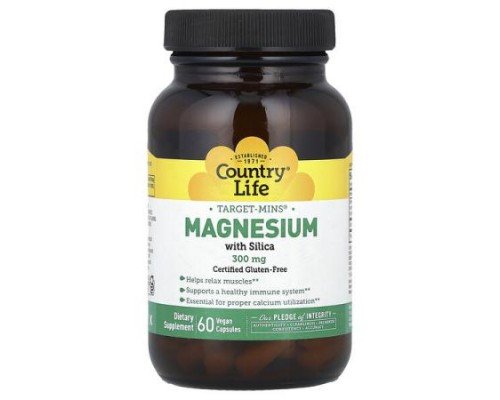 Country Life, Target-Mins®, Magnesium with Silica, 60 Vegan Capsules