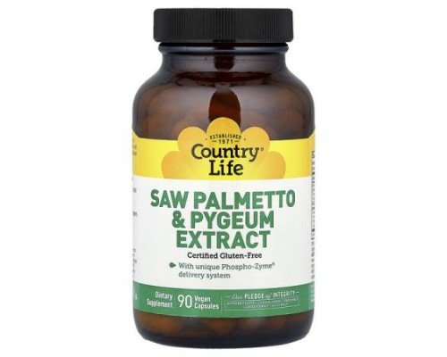 Country Life, Saw Palmetto & Pygeum Extract, 90 Vegan Capsules