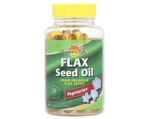 Nature's Life, Flax Seed Oil, 90 Vegetarian Softgels (1,000 mg per Softgel)