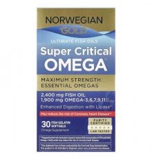 Renew Life, Norwegian Gold®, Super Critical Omega™, Maximum Strength, 30 Fish Gelatin Softgels