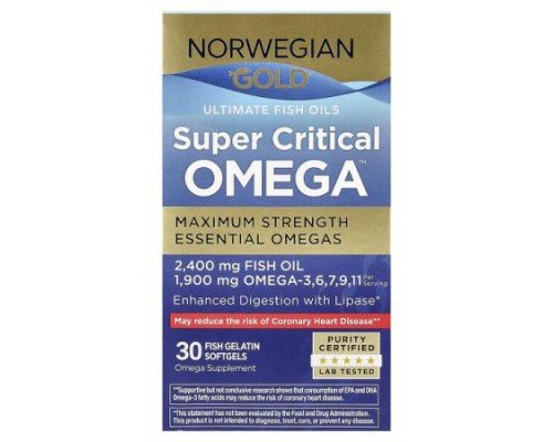 Renew Life, Norwegian Gold®, Super Critical Omega™, Maximum Strength, 30 Fish Gelatin Softgels