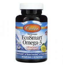 Carlson, Wild Norwegian EcoSmart Omega-3, Natural Lemon, 90 Soft Gels