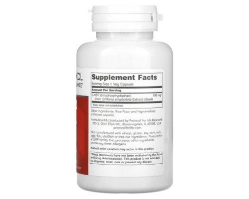 Protocol for Life Balance, 5-HTP, 100 mg, 90 Veg Capsules