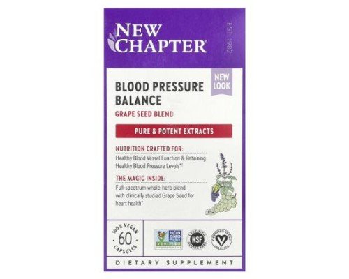 New Chapter, Blood Pressure Balance, Grape Seed Blend, 60 Vegan Capsules
