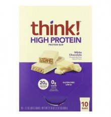 Think !, High Protein Bars, White Chocolate, 10 Bars, 2.1 oz (60 g) Each