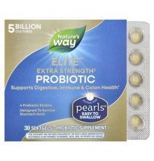 Nature's Way, Pearls® Elite™ Extra Strength Probiotic , 5 Billion CFU, 30 Softgels