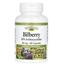 Natural Factors, Bilberry, 40 mg, 60 Capsules