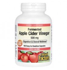 Natural Factors, Fermented Apple Cider Vinegar, 500 mg, 180 Easy to Swallow Capsules