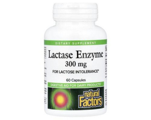 Natural Factors, Lactase Enzyme, 300 mg, 60 Capsules