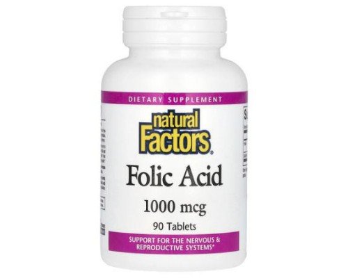 Natural Factors, Folic Acid, 1,000 mcg, 90 Tablets
