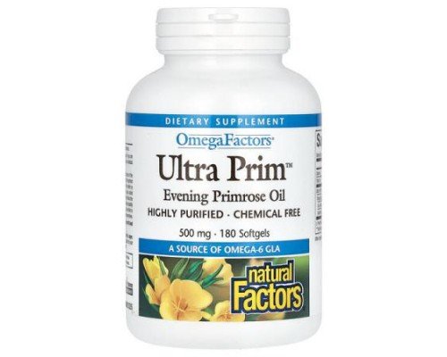 Natural Factors, OmegaFactors, Ultra Prim, Evening Primrose Oil, 500 mg, 180 Softgels