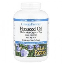 Natural Factors, OmegaFactors®, Flaxseed Oil, 1,000 mg, 360 Softgels