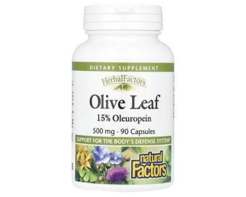 Natural Factors, HerbalFactors®, Olive Leaf, 500 mg, 90 Capsules