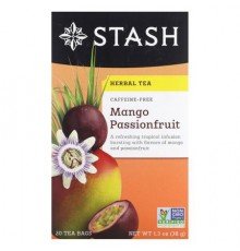 Stash Tea, Herbal Tea, Mango Passionfruit, Caffeine Free, 20 Tea Bags, 1.3 oz (38 g)