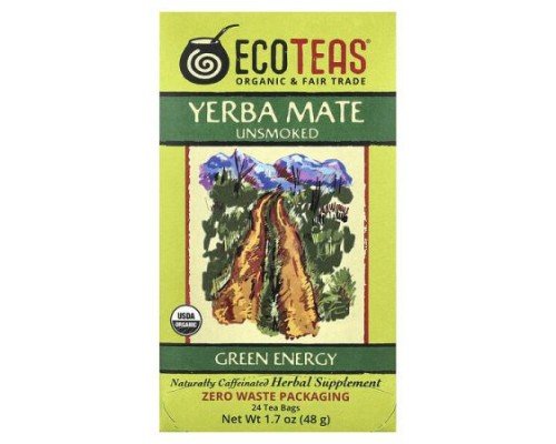 EcoTeas, Yerba Mate, Green Energy, Unsmoked, 24 Tea Bags, 1.7 oz (48 g)