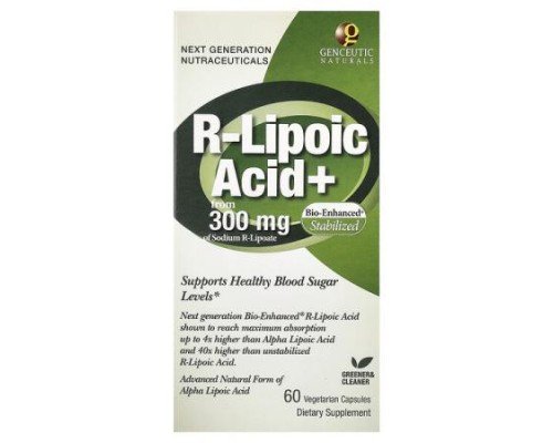 Genceutic Naturals, R-Lipoic Acid+, 60 Vegetarian Capsules