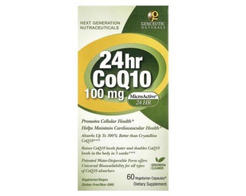 Genceutic Naturals, 24hr CoQ10, 100 mg, 60 Vegetarian Capsules®