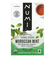 Numi Tea, Organic Herbal Teasan, Moroccan Mint, Caffeine Free, 18 Tea Bags, 1.40 oz (39.6 g)