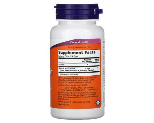 NOW Foods, Astaxanthin, 4 mg, 90 Softgels