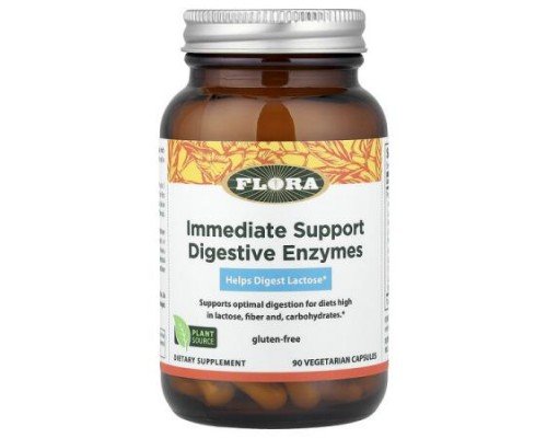 Flora, Immediate Support Digestive Enzymes, 90 Vegetarian Capsules