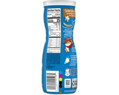 Gerber, Snacks for Baby, Grain & Grow, Puffs, Puffed Grain Snack, 8+ Months, Apple Cinnamon, 1.48 oz (42 g)