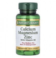 Nature's Bounty, Calcium Magnesium Zinc with Vitamin D3, 100 Coated Caplets
