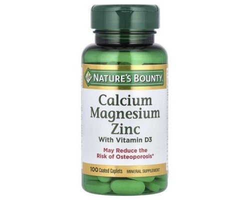 Nature's Bounty, Calcium Magnesium Zinc with Vitamin D3, 100 Coated Caplets